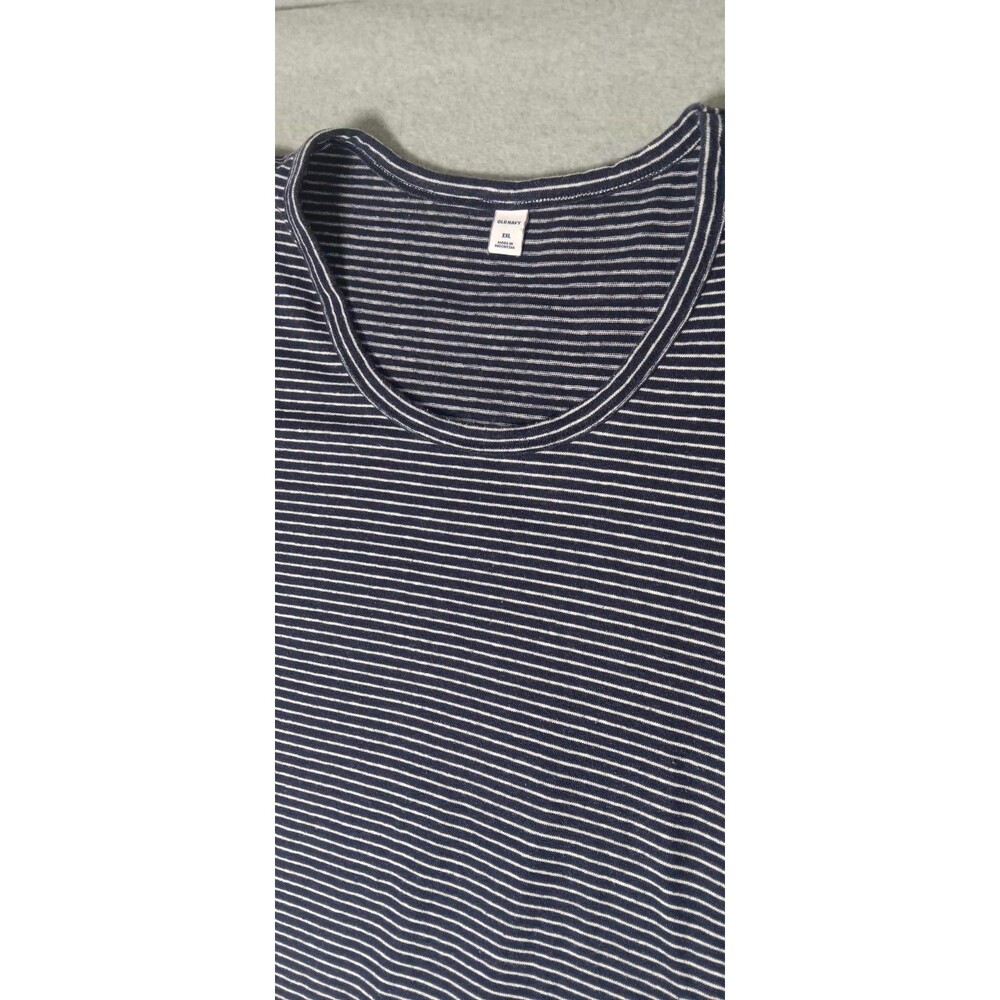 Old Navy Linen Blend Maxi Tshirt Dress XXL Navy Blue Stripes Coastal Nautical - Picture 3 of 11